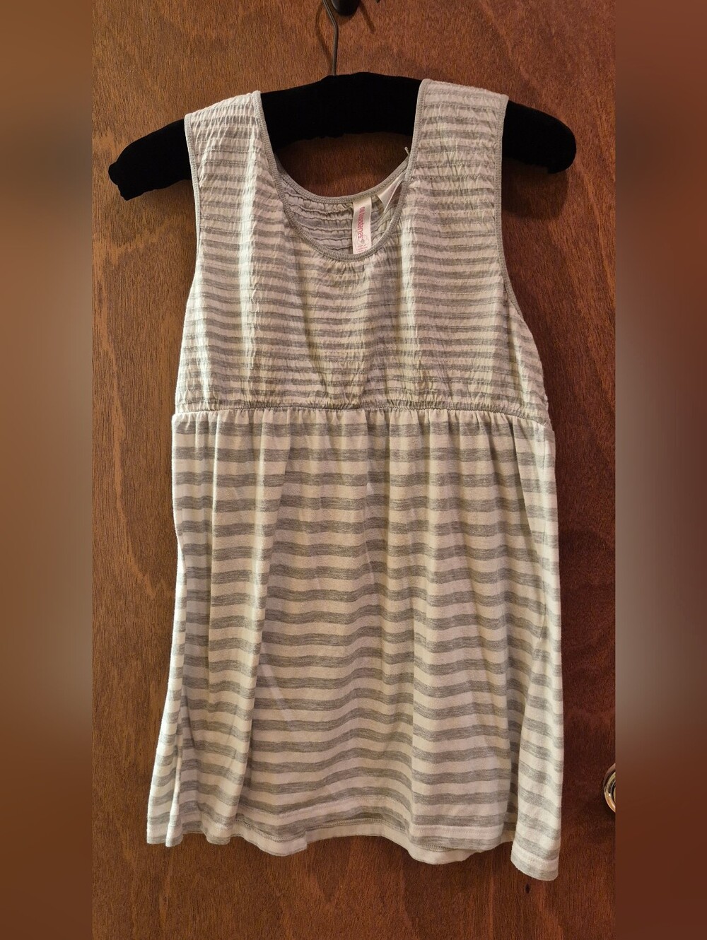 No Boundaries White and Gray Striped Tank Top
